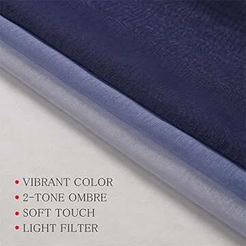 G2000 Sheer Curtains & Drapes 84 Inches Long Navy Blue and White Ombre Curtains for Bedroom Living Room Window Light Filtering Grommet Curtains for Patio Sliding Glass Door 2 Panels