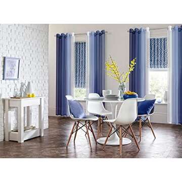 G2000 Sheer Curtains & Drapes 84 Inches Long Navy Blue and White Ombre Curtains for Bedroom Living Room Window Light Filtering Grommet Curtains for Patio Sliding Glass Door 2 Panels