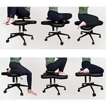 H-A Ergonomic Cross Legged Kneeling Chair Yoga Meditation Chair Adjustable for Flexibility Strength Training & Relaxation (Black)