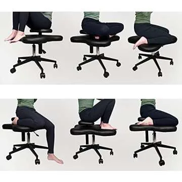 H-A Ergonomic Cross Legged Kneeling Chair Yoga Meditation Chair Adjustable for Flexibility Strength Training & Relaxation (Black)