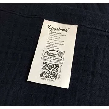 Organic Cotton Muslin Throw Blanket - Navy Blue, All Season Comfort