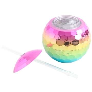Mug Disco Ball - Multi colored with Straw