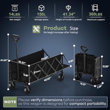 Hikemoon 43'' Collapsible Wagon for Outdoor Convenience