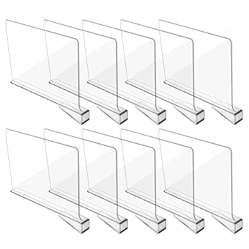 Hmdivor Acrylic Shelf Dividers, Closets Shelf and Closet Separator for Organization in Bedroom, Kitc...