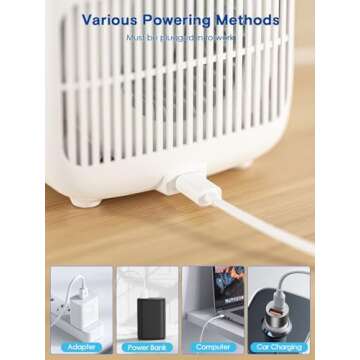 let'me Desk Fan,Portable Bladeless Fan 11.8 inch Small Personal Cooling Fan with 5 Colors Touch Control LED Light,Quiet Table Fan for Home, Office, Bedroom