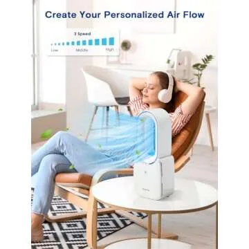 let'me Bladeless Desk Fan with LED Lights & Quiet Operation