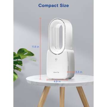 let'me Desk Fan,Portable Bladeless Fan 11.8 inch Small Personal Cooling Fan with 5 Colors Touch Control LED Light,Quiet Table Fan for Home, Office, Bedroom