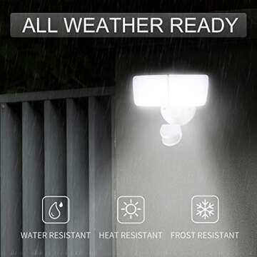 Amico LED Solar Security Light Motion Sensor Outdoor, Waterproof Solar Lights Outdoor with Motion Sensor, 3000mAh Lithium Battery 1000LM 5000K Daylight Brightness, Adjustable Heads Solar Powered Flood