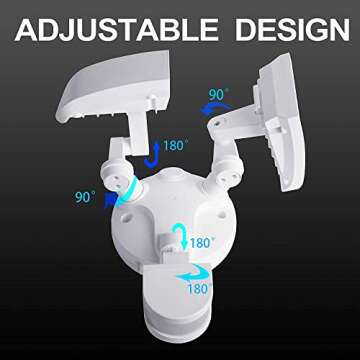 Amico LED Solar Security Light Motion Sensor Outdoor, Waterproof Solar Lights Outdoor with Motion Sensor, 3000mAh Lithium Battery 1000LM 5000K Daylight Brightness, Adjustable Heads Solar Powered Flood