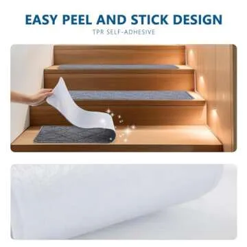 Stair Treads Non Slip for Wooden Steps Indoor, KOOTETA 15 Pack 8" X 30" Carpet Stair Treads with Reusable Adhesive for Kids Elders and Dogs, Surface Polyester TPR Backing Stair Runner Rugs, Dark Grey