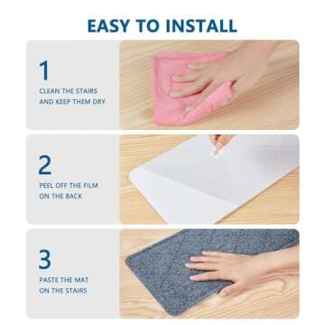 Stair Treads Non Slip for Wooden Steps Indoor, KOOTETA 15 Pack 8" X 30" Carpet Stair Treads with Reusable Adhesive for Kids Elders and Dogs, Surface Polyester TPR Backing Stair Runner Rugs, Dark Grey