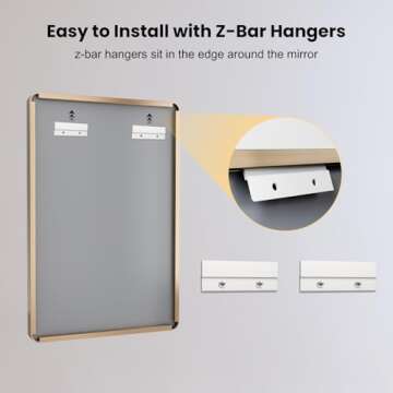 LOAAO 40”X30” Gold Bathroom Mirror, Rounded Rectangle Gold Frame Mirror, Brushed Gold Bathroom Vanity Mirror Wall-Mounted, Anti-Rust, Tempered Glass, Hangs Horizontally or Vertically