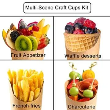 60 Sets Disposable Charcuterie Cups with Sticks and Bags, 14 oz Brown Kraft Paper Snack Boxes Appetizers Cup French Fry Holder with Cocktail Skewers Toothpicks Tooth Picks(60 Cups+60 Bags+200 Sticks)