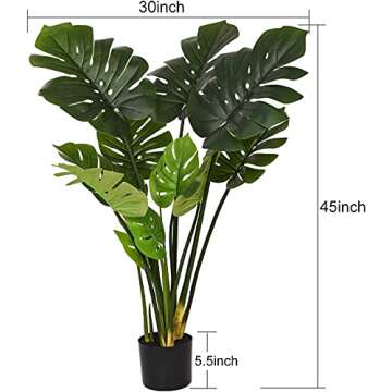 Wofair 45 Inch Monstera Plant - Lifelike Indoor Outdoor Décor