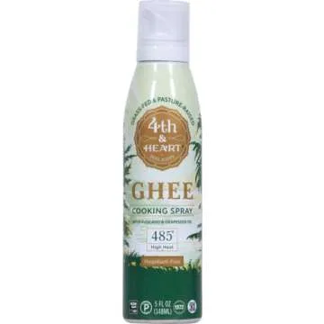 4th & Heart Original Ghee Oil Non-Stick Cooking Spray, Made with Grass-Fed, Pasture-Raised Ghee, Ket...