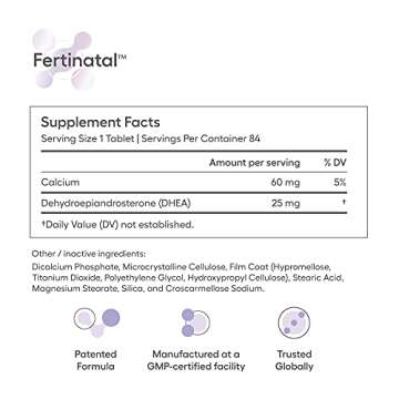 Fertinatal Ovaterra Micronized DHEA Supplement for Women, Natural DHEA 25mg Capsules, Fertility Supplements for Women (84 Capsules - 28 Day Supply)