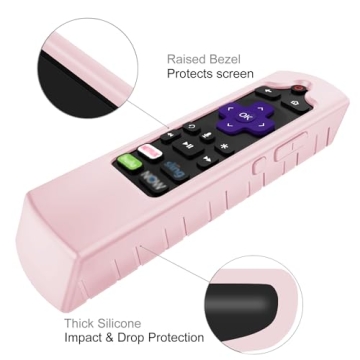 CaseBot Remote Case for Roku Voice, Express HD / 4K+, Ultra LT Enhanced Voice, Express 3930, Premiere+ 3921, Streaming Stick+ Remote, Honey Comb Anti Slip Shockproof Silicone Cover, Pink Sand