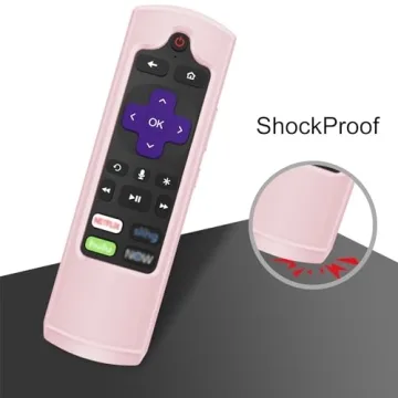 CaseBot Remote Case for Roku Voice, Express HD / 4K+, Ultra LT Enhanced Voice, Express 3930, Premiere+ 3921, Streaming Stick+ Remote, Honey Comb Anti Slip Shockproof Silicone Cover, Pink Sand
