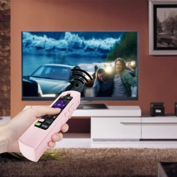 CaseBot Remote Case for Roku Voice, Express HD / 4K+, Ultra LT Enhanced Voice, Express 3930, Premiere+ 3921, Streaming Stick+ Remote, Honey Comb Anti Slip Shockproof Silicone Cover, Pink Sand