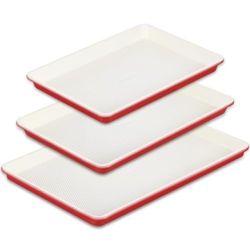 HONGBAKE 3 Pack Nonstick Ceramic Baking Sheet Pan Set - Stylish & Versatile