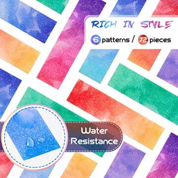 Gersoniel 72 Pcs Anxiety Sensory Stickers Adhesives Fidget Textured Sticker Toy Anti Stress Tactile Rough Decals Calm Decals Anxiety Relief Item for Desk Classroom Adults Teens(Watercolor Style)