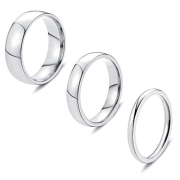 LOYALLOOK 2mm 4mm 6mm Stainless Steel Ring Set