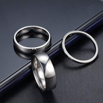 LOYALLOOK 2mm 4mm 6mm Stainless Steel Ring Set