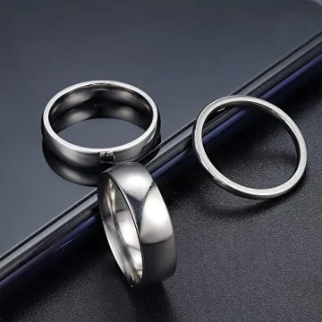 LOYALLOOK 2mm 4mm 6mm Stainless Steel Ring Set