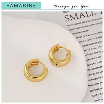 FAMARINE Chunky Gold Hoops 9MM Wide for Women