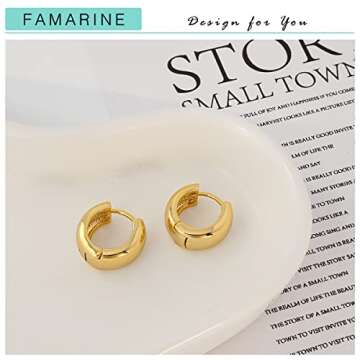 FAMARINE Chunky Gold Hoops 9MM Wide for Women
