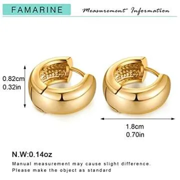 FAMARINE Chunky Gold Hoops 9MM Wide for Women
