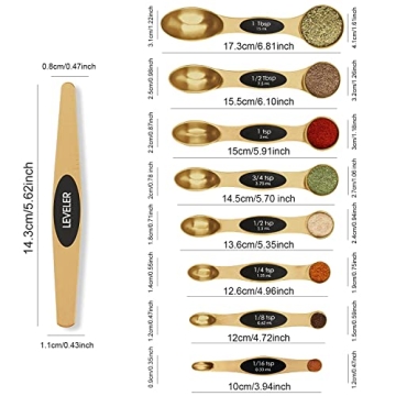 Dual-Sided Magnetic Measuring Spoons Set Stainless Steel