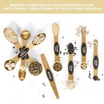 Dual-Sided Magnetic Measuring Spoons Set Stainless Steel