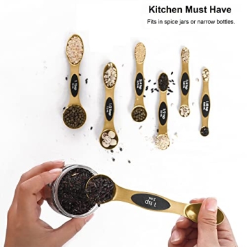 Dual-Sided Magnetic Measuring Spoons Set Stainless Steel