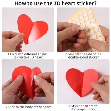 YOTNUS 60 Pcs 3D Heart Wall Decals for Valentine's Day Decorations