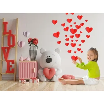 YOTNUS 60 Pcs 3D Heart Wall Decals for Valentine's Day Decorations
