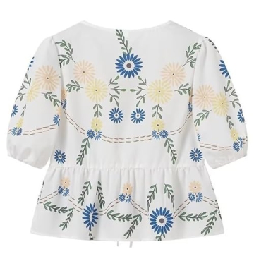 Yimoon Women's Y2K Bow Tie Front Babydoll Blouse Puff Short Sleeve Peplum Ruffle Hem Summer Going Out Tops (Yellow-S)