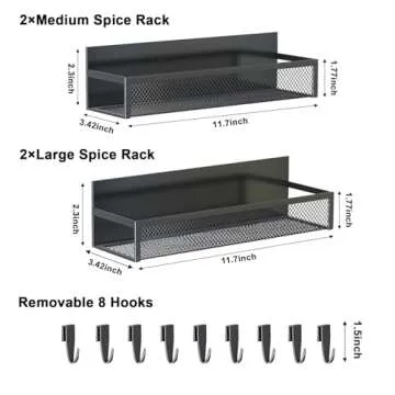 Aufworld Magnetic Spice Rack for Refrigerator, 4 Pack Magnetic Shelf, Fridge Magnet Organizer with M...