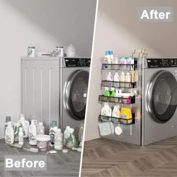 Aufworld Magnetic Spice Rack for Refrigerator, 4 Pack Magnetic Shelf, Fridge Magnet Organizer with Moveable 8 Hooks, Magnetic Fridge Shelf for Kitchen Organization and Storage (4 Pack)