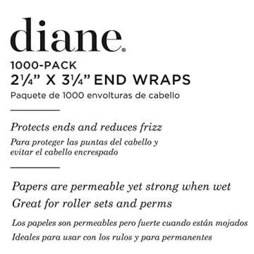 Diane End Wraps for Styling Hair in Salon or at Home 2.25 inch x 3.25 inch, White, 1000 Count(Pack of 1)