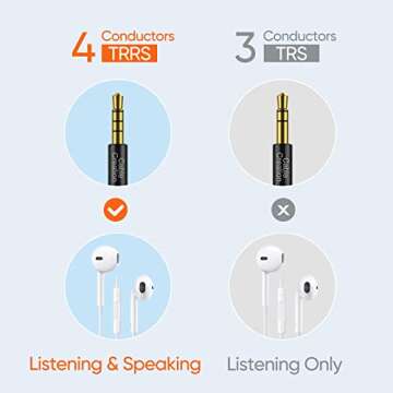 CableCreation 3.5mm TRRS Auxiliary Audio Cable 10FT/3M, 90 Degree Right Angle 4-Conductor Auxiliary ...