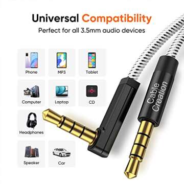 CableCreation 3.5mm TRRS Audio Cable - Right Angle
