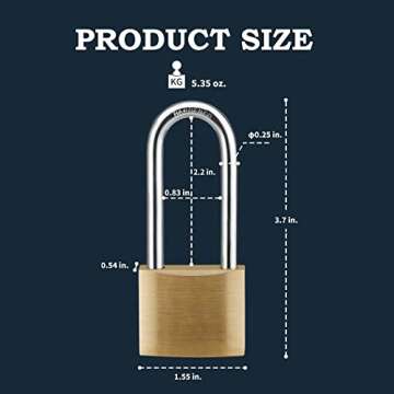 Guliffen Solid Brass Lock and Key,Pad Lock with 1-9/16 in. (40 mm) Wide Lock Body, 2-1/2 in. Long Sh...