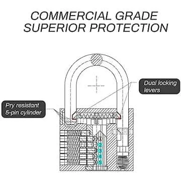 Guliffen Solid Brass Lock and Key,Pad Lock with 1-9/16 in. (40 mm) Wide Lock Body, 2-1/2 in. Long Shackle Gate Padlock for Outdoor Fence， Sheds, Storage Unit, Gate, Toolbox,Trailer，Garages，1Pack