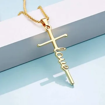IEFRICH Cross Necklace 14K Gold Plated for Women