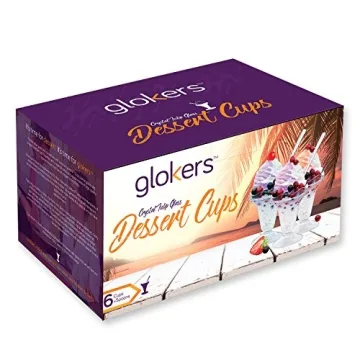 Set of 6 Glokers Glass Dessert Cups with Long Handle Spoons
