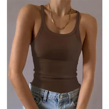 Artfish Women’s Sleeveless Ribbed Knit Tank Top