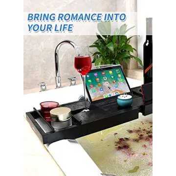 Bathtub Tray Bathtub Shelf Extendable Bathtub Shelf with Bamboo Bookshelf and soap Tray 1 or 2 Person Bath and Bed Tray