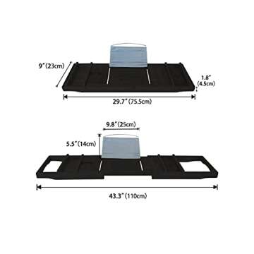 Bathtub Tray Bathtub Shelf Extendable Bathtub Shelf with Bamboo Bookshelf and soap Tray 1 or 2 Person Bath and Bed Tray