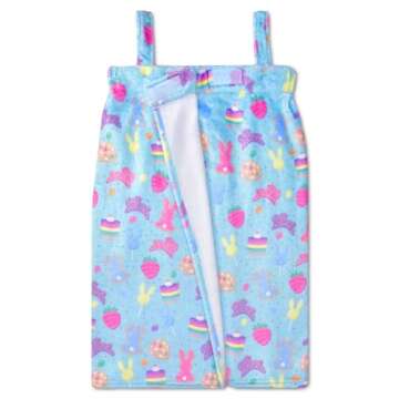 iscream Big Girls' Silky Soft Plush Spa Wrap for Home, Travel, Summer Camp - Bake Shop Collection